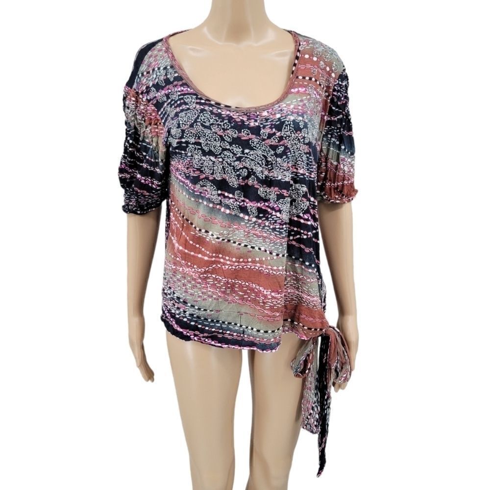 Alberto Makali Y2K Beaded Blouse Tie Detail Women's Medium